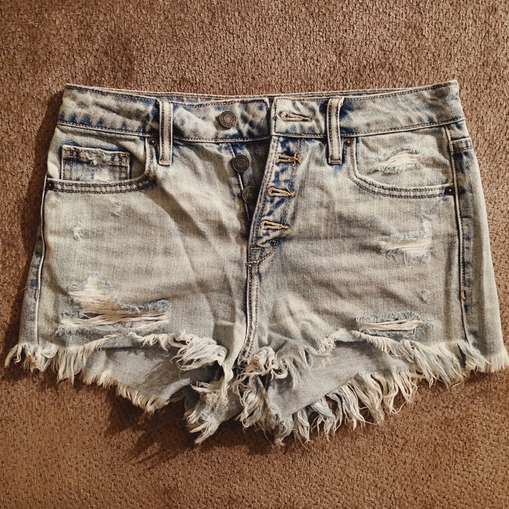 High Waisted, Button Down, Denim Shorts